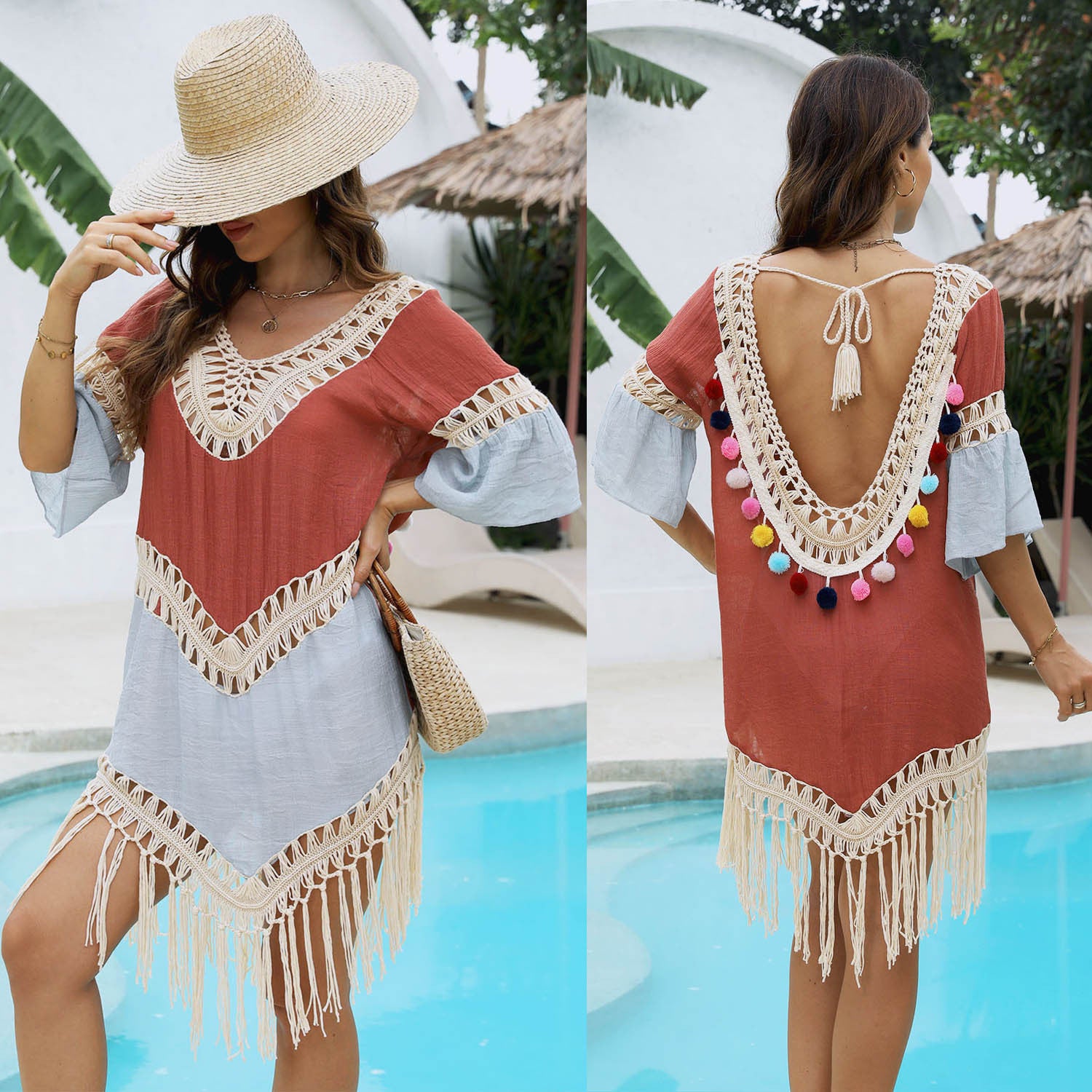 Hollow Crochet Beach Cover-Up Dress