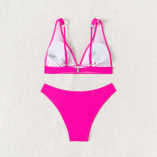 Sexy Backless Solid Color Bikini Set for Women - Classyfashion24.com