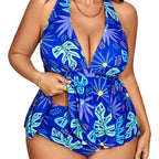 Sexy Two-Piece Swimwear Floral Printed Plus Size Swimwear - Classyfashion24.com