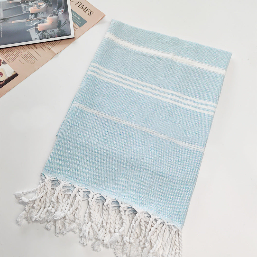 Turkish Striped Fringe Beach Towel – Quick Dry
