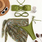 Printed three piece bikini set - Classyfashion24.com