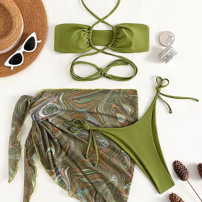 Printed three piece bikini set - Classyfashion24.com