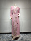Muslim robes embroidered with beads fashionable abaya Middle Eastern women's clothing Arab clothing - Classyfashion24.com