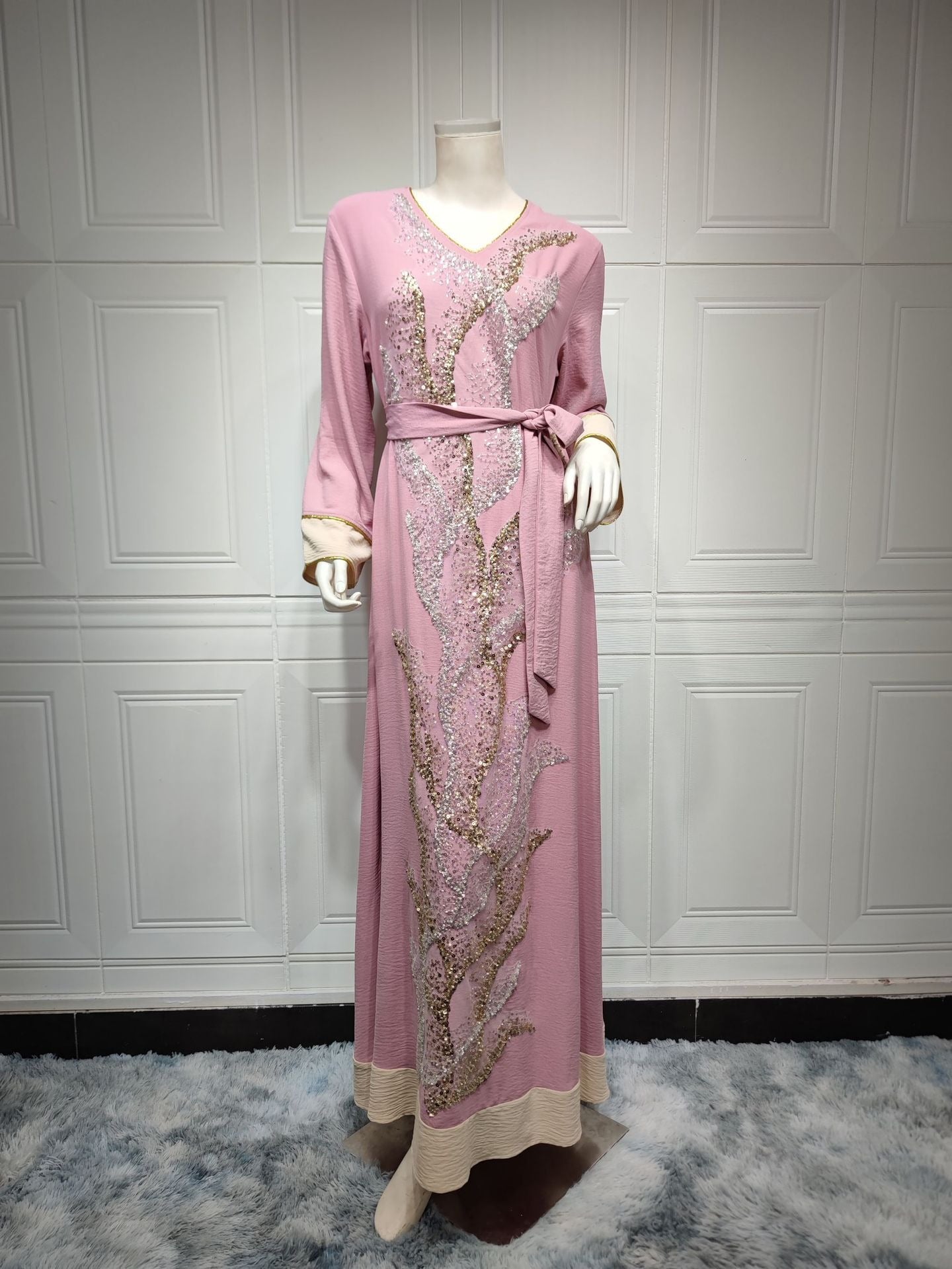 Muslim robes embroidered with beads fashionable abaya Middle Eastern women's clothing Arab clothing - Classyfashion24.com