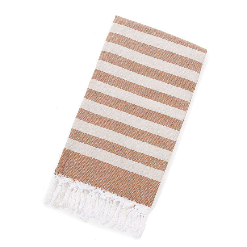 Turkish Striped Fringe Beach Towel – Quick Dry