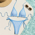 Printed triangle strap small pendant sexy bikini women - Classyfashion24.com