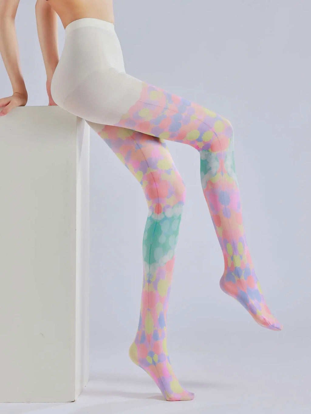 Heart Printed Pantyhose – Color Block Stacked Colorful Pattern Socks
