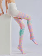 Heart Printed Pantyhose – Color Block Stacked Colorful Pattern Socks