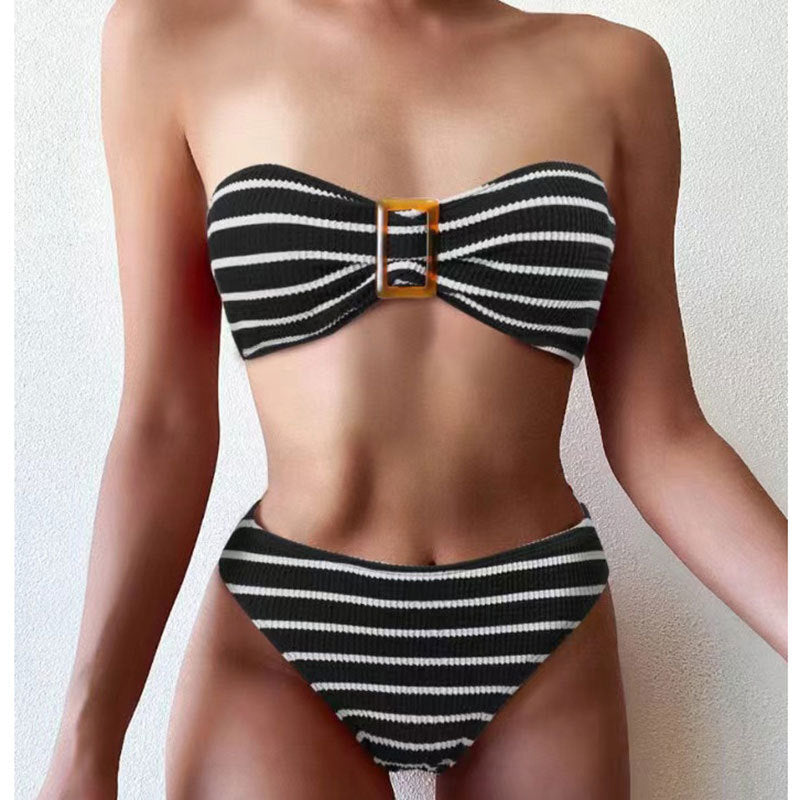 Striped women's split bikini - Classyfashion24.com