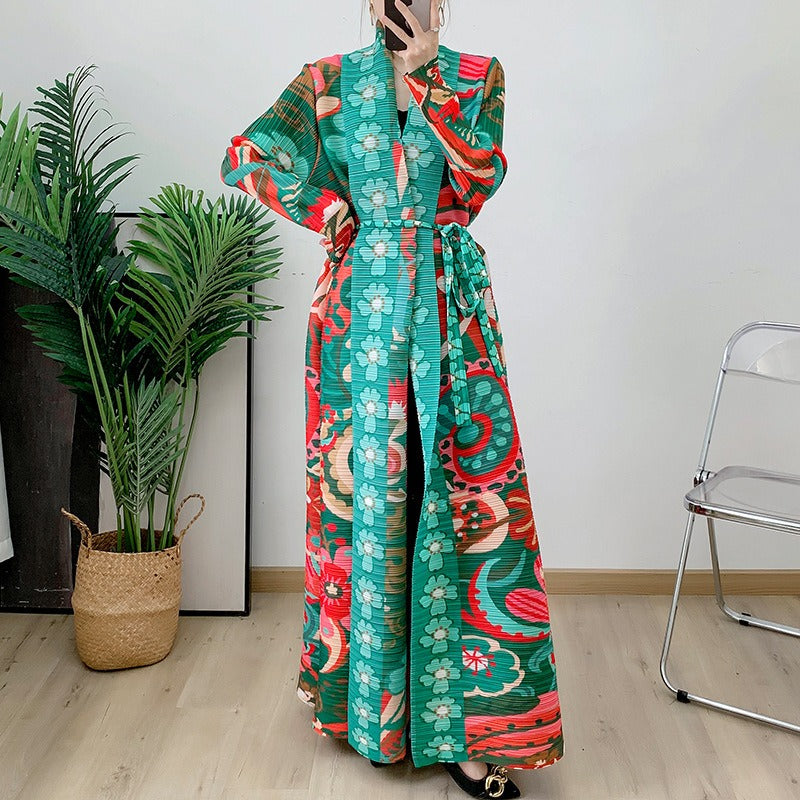 Folded Muslim New Robe Versatile Long sleeved Coat Coat Coat Cloak Printed Women's Fashion - Classyfashion24.com