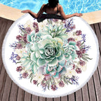 Round Succulents 3D-Print Beach Towel Tapestry - Classyfashion24.com