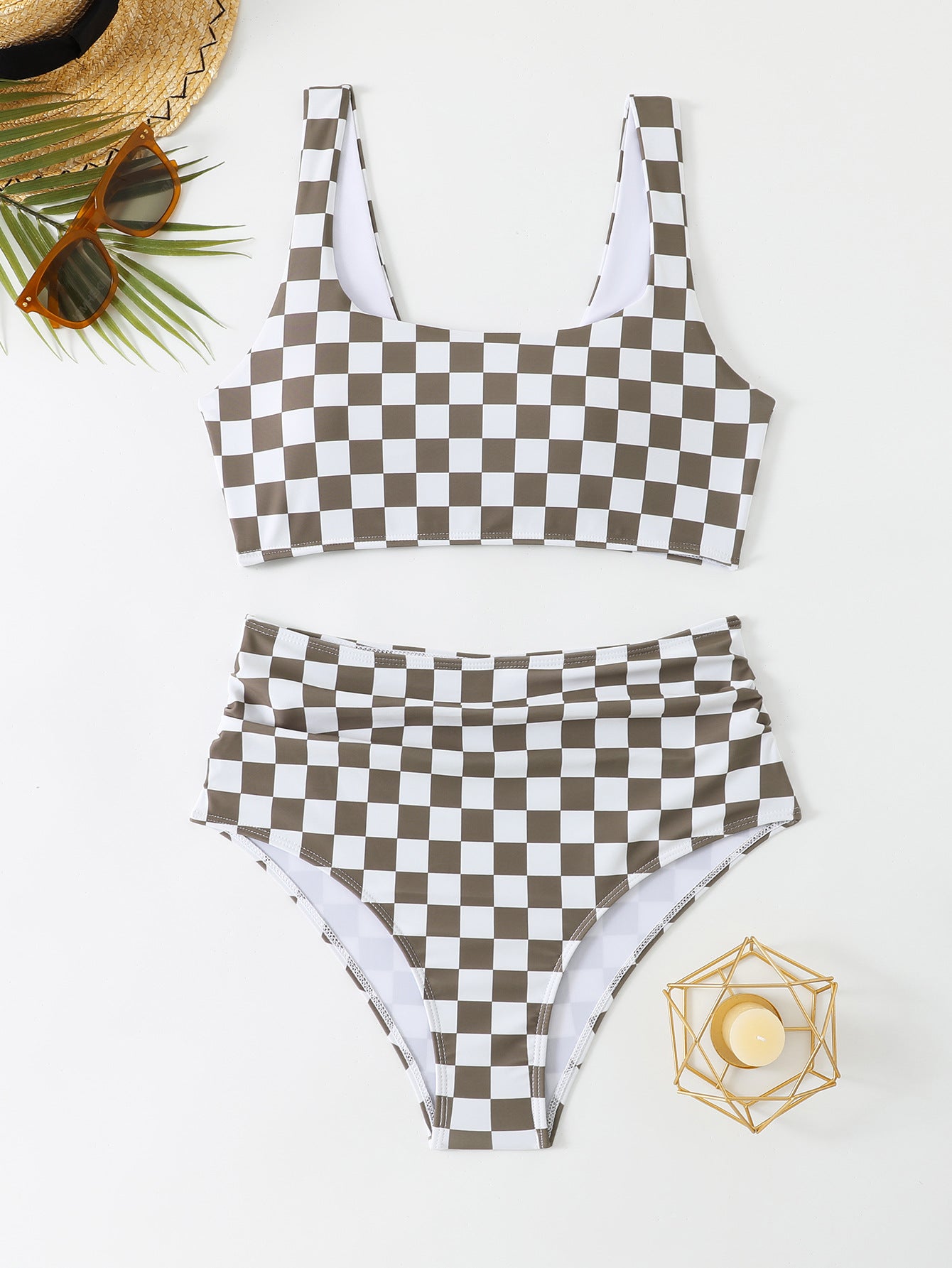 High waisted minimalist split swimsuit for women - Classyfashion24.com