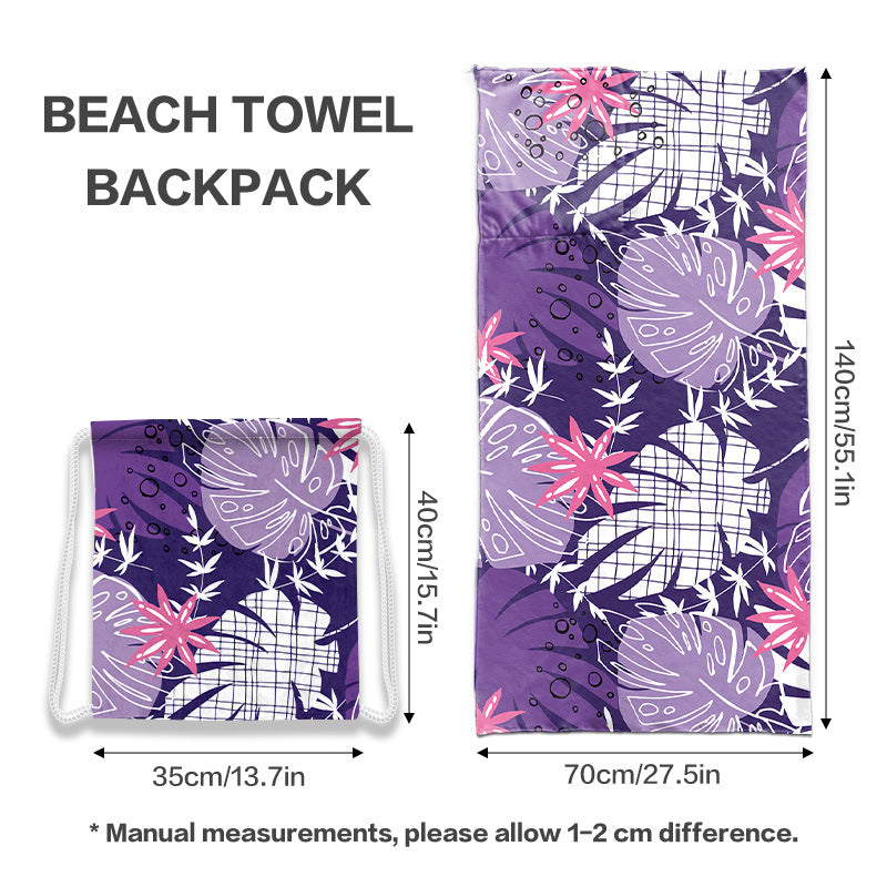 Two-in-One Beach Towel Backpack with Storage - Classyfashion24.com