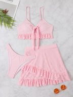 Split swimsuit women's bag hip skirt style three piece set - Classyfashion24.com