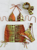 Headscarf skirt style bikini women's swimsuit four piece set - Classyfashion24.com