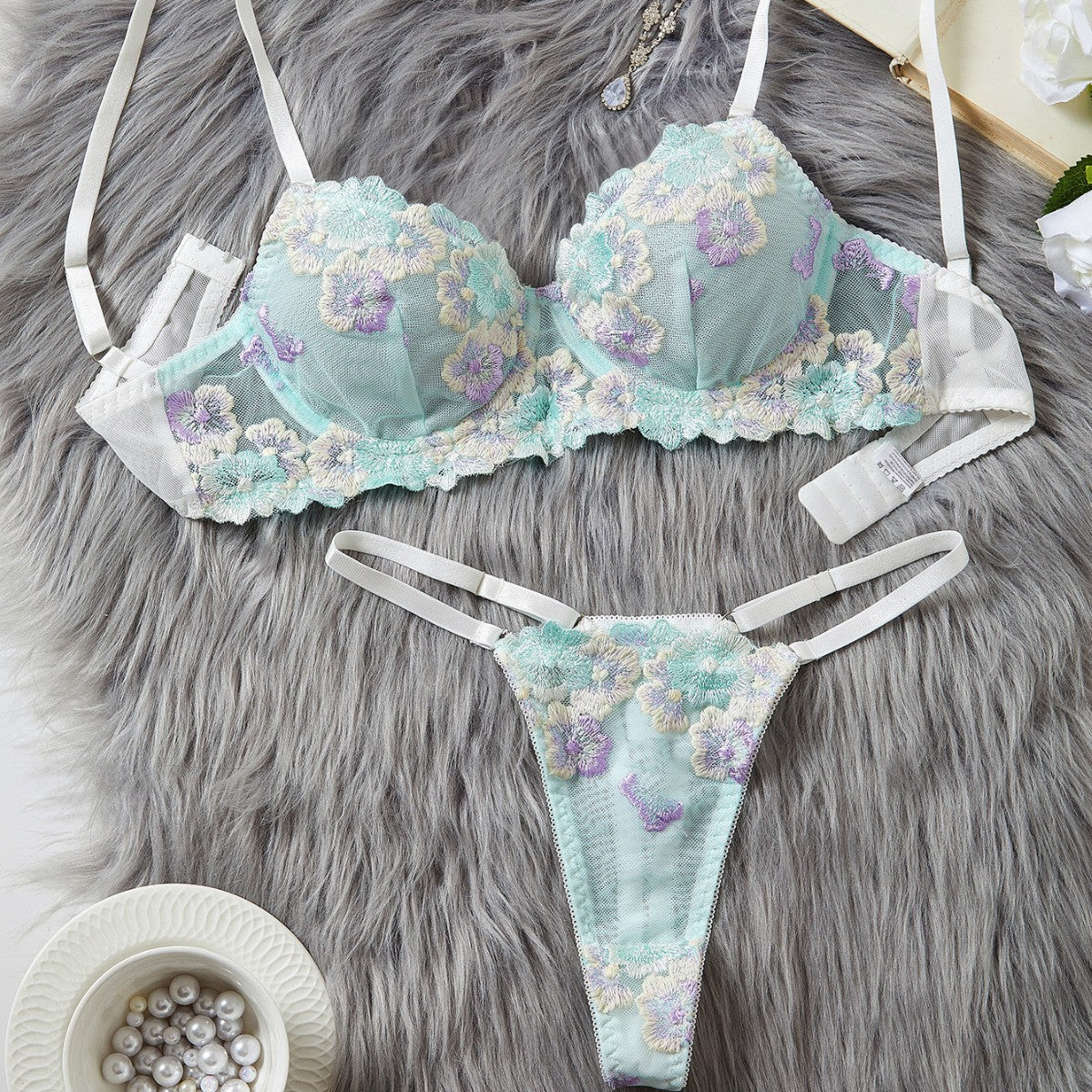 Summer Embroidered Bra Sexy Underwear Bra Set Two Piece Set - Classyfashion24.com