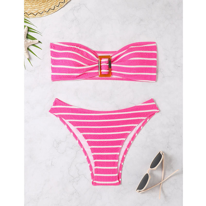Striped women's split bikini - Classyfashion24.com