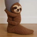 Women's Cute Sloth Pattern Thick & Warm Winter Knit Socks featuring a sloth design hugging the ankle. Cozy and stylish.