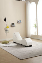 Modern Yoga Chaise Lounge – Curved Faux Leather Accent Chair in White