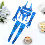 Gathering Mesh Sexy Lingerie – Tie-Dye Colorful Five-Piece Set for Women