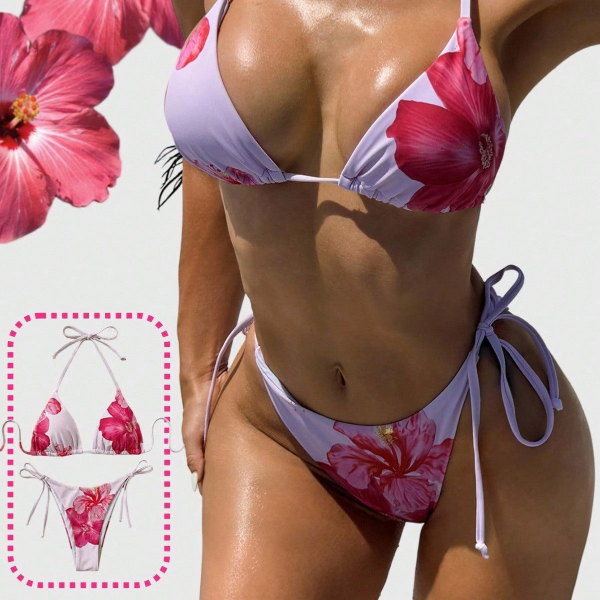 Bikini Swimwear Set, Sexy Separated Bikini, Beach Vacation Tie-up Halter Swimsuit - Classyfashion24.com