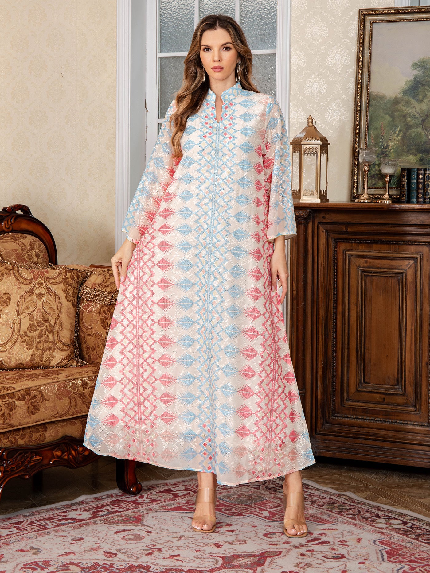 Muslim Embroidered Robe Middle Eastern Clothing Printed Dress - Classyfashion24.com
