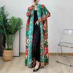 Folded Muslim New Robe Versatile Long sleeved Coat Coat Coat Cloak Printed Women's Fashion - Classyfashion24.com