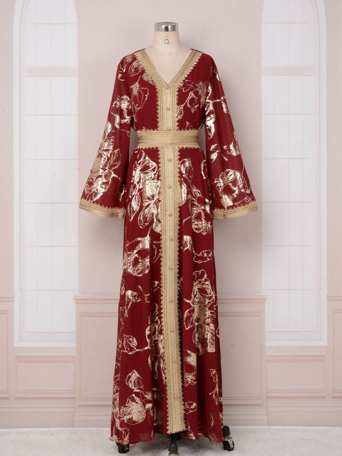 Evening Dress Muslim Dress Bottom Grab Flower Gold Stamping Fashion Robe - Classyfashion24.com