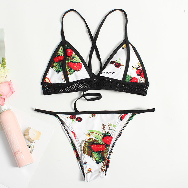 Strawberry Strap Mesh Bikini - Classyfashion24.com