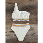 White single shoulder split swimsuit - Classyfashion24.com