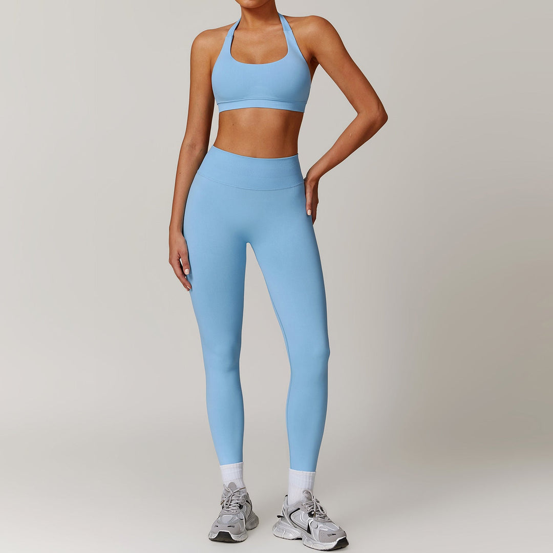 Hanging neck bra+pants yoga set, sports running set