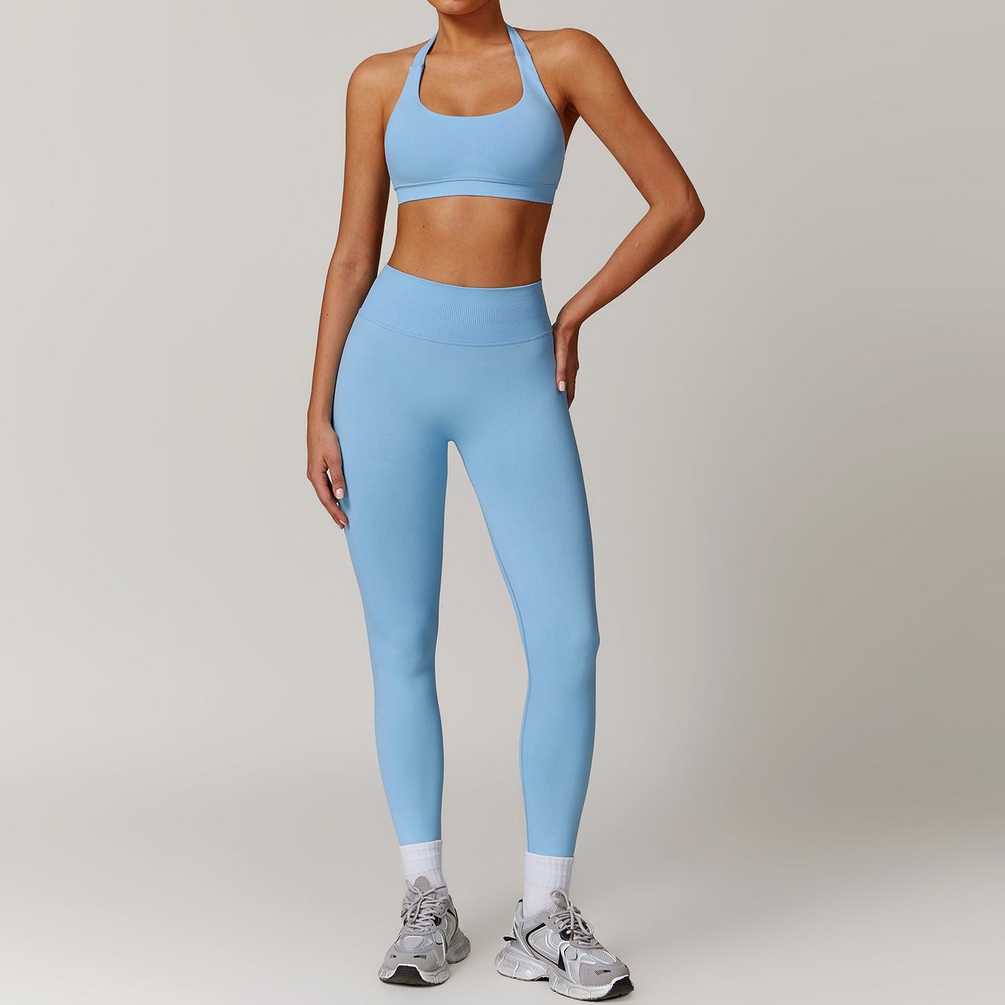 Hanging neck bra+pants yoga set, sports running set