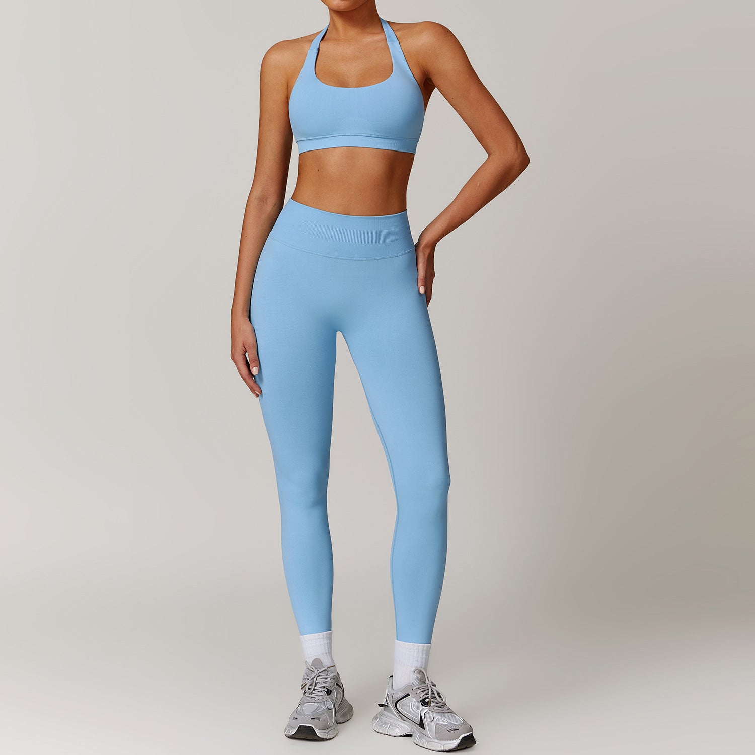 Hanging neck bra+pants yoga set, sports running set