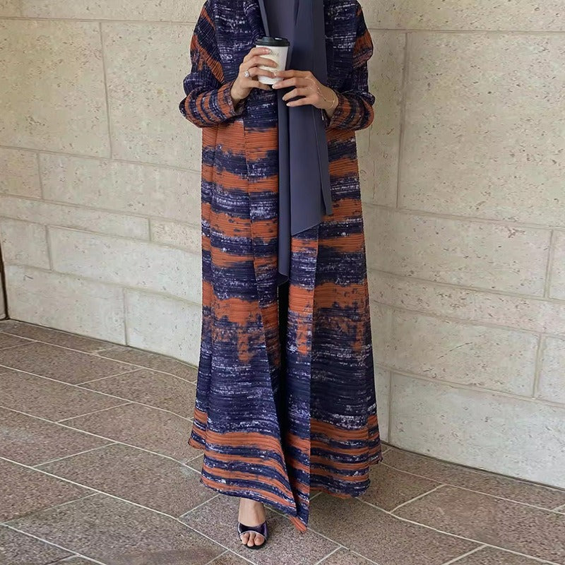 Printed plus size dress for women Middle Eastern Muslim fashion cardigan robe - Classyfashion24.com