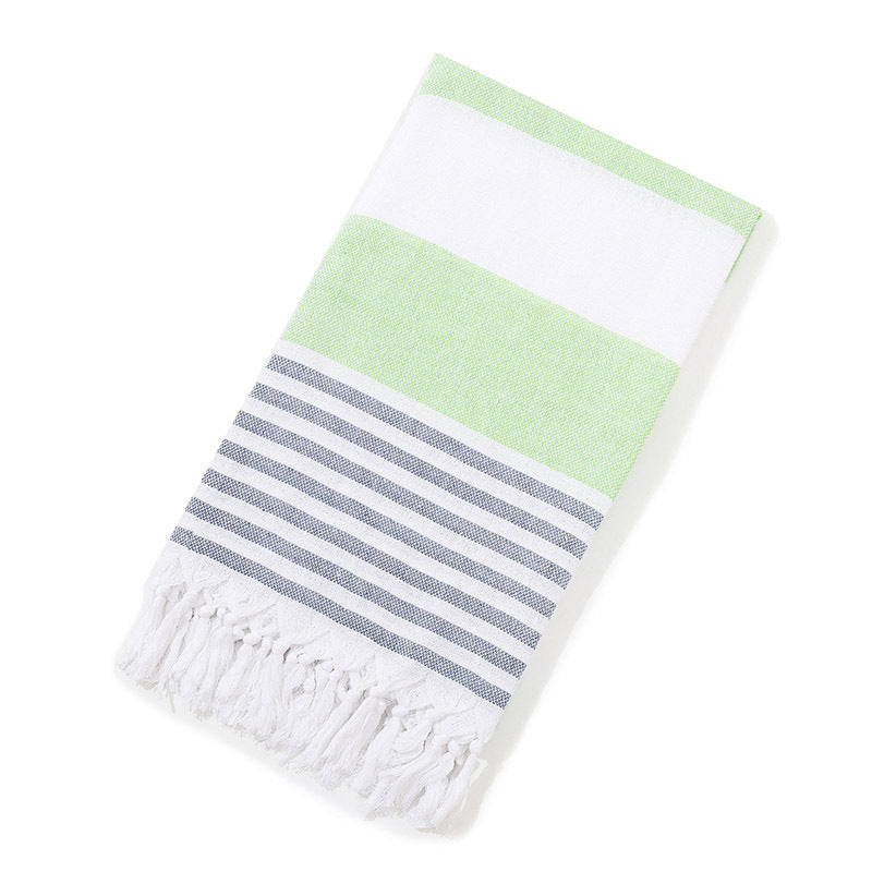 Turkish Striped Fringe Beach Towel – Quick Dry