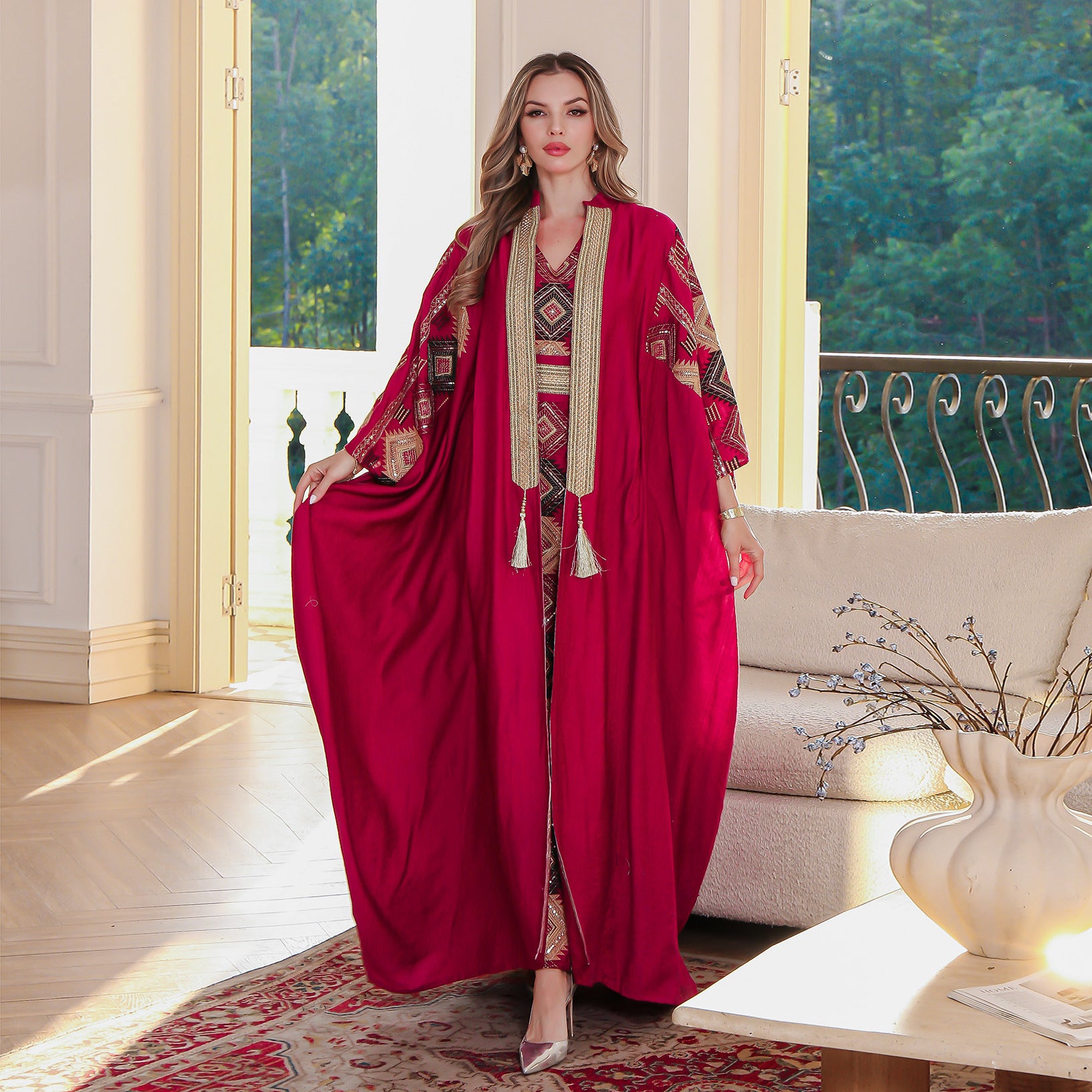 Muslim Embroidered  Luxury Evening Dress Two-piece Set - Classyfashion24.com