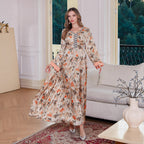 Muslim Printed Long Robe Loose Abaya Middle East Saudi Dubai Long Dress - Classyfashion24.com