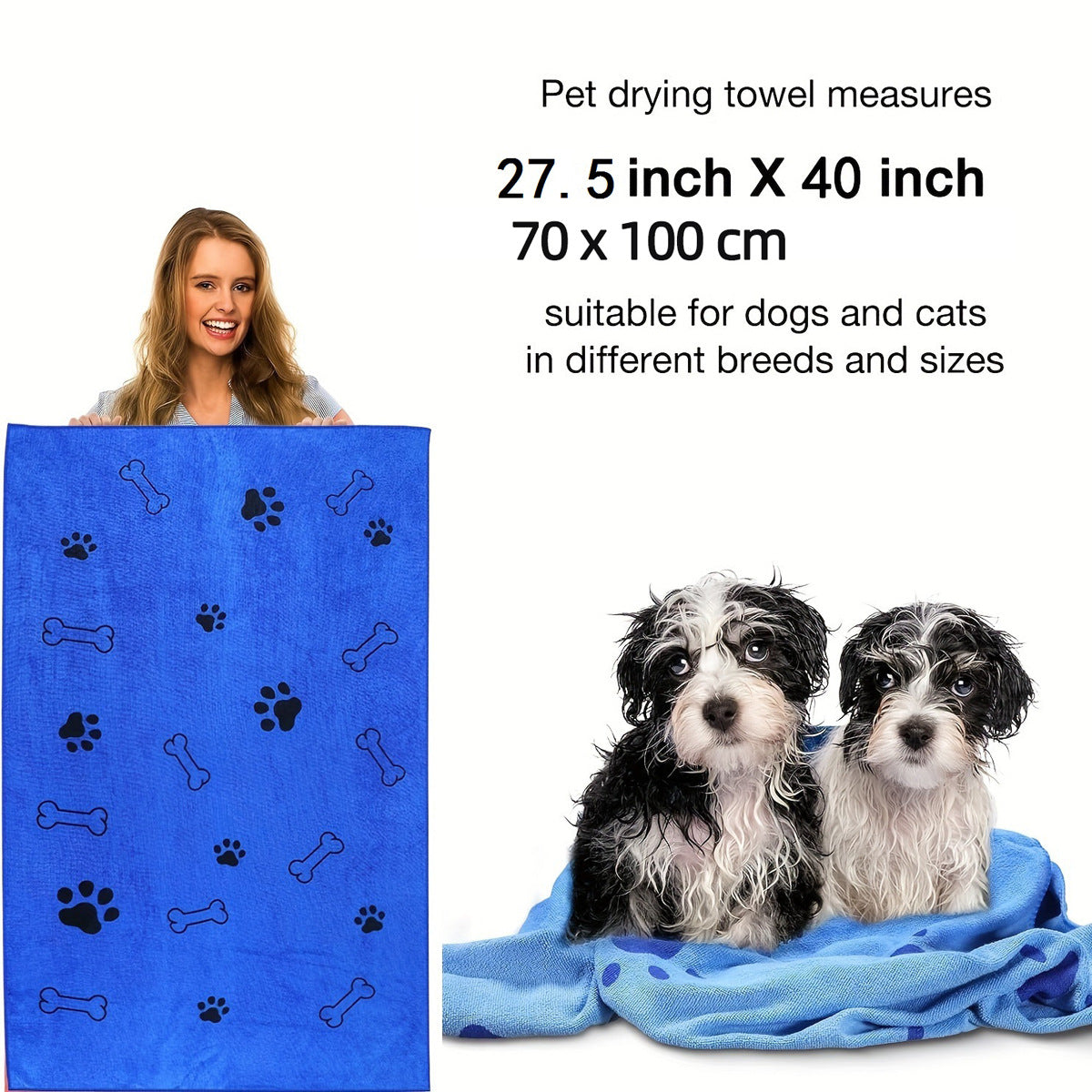 Quick-Dry Microfiber Pet Bath Towel for Dogs & Cats - Classyfashion24.com