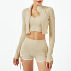 Seamless Zip-Up Yoga Set with Long Sleeve Top - Classyfashion24.com