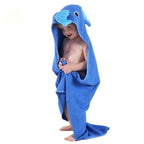 100% Premium Cotton Animal Hooded Bath Towel & Bathrobe for Toddlers in blue, featuring a playful animal design and soft text