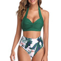 Sexy High Waist Bikini Florial Print Tankini Halter Sexy Bikini Set Polka Dot Female Swimwear Ladies Bathing Suit Plus Size XXL - Classyfashion24.com