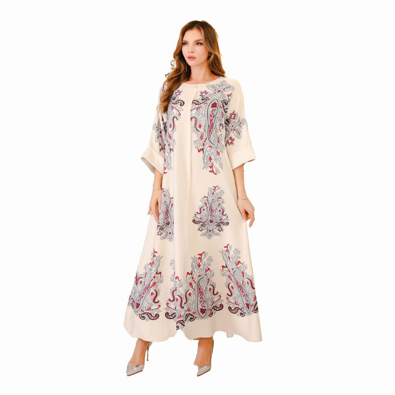 Middle Eastern Muslim Long Robe Women's Dubai Turkey Women's Beaded Large Robe Export - Classyfashion24.com