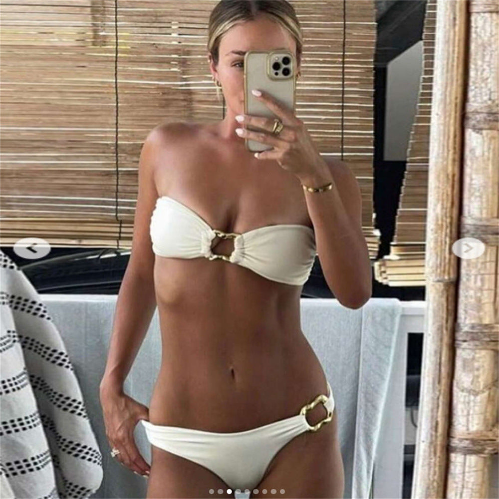 Strapless split swimsuit for women
