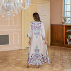 Muslim Rhinestone Printed Long Robe Women's Elegant Middle Eastern Dress Dubai Turkish Abaya Long Dress - Classyfashion24.com
