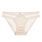 Satin Milk Silk girl underwear featuring a sexy hollow butterfly knot design, seamless, hip-hugging, low waist triangle style