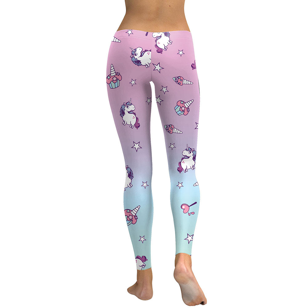 Unicorn Series  Women Leggings Star Ice Cream Digital Print Leggins Sweat Workout Woman Legging Slim Pants