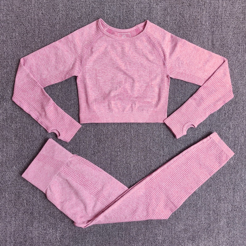 Seamless Yoga Set with Crop Top & Leggings