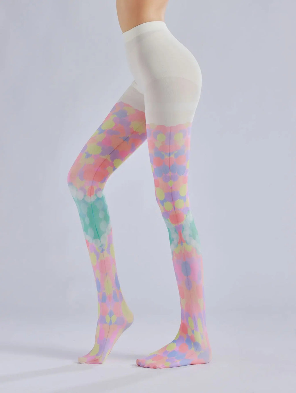 Heart Printed Pantyhose – Color Block Stacked Colorful Pattern Socks