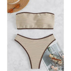 Solid color strapless high waisted bikini - Classyfashion24.com