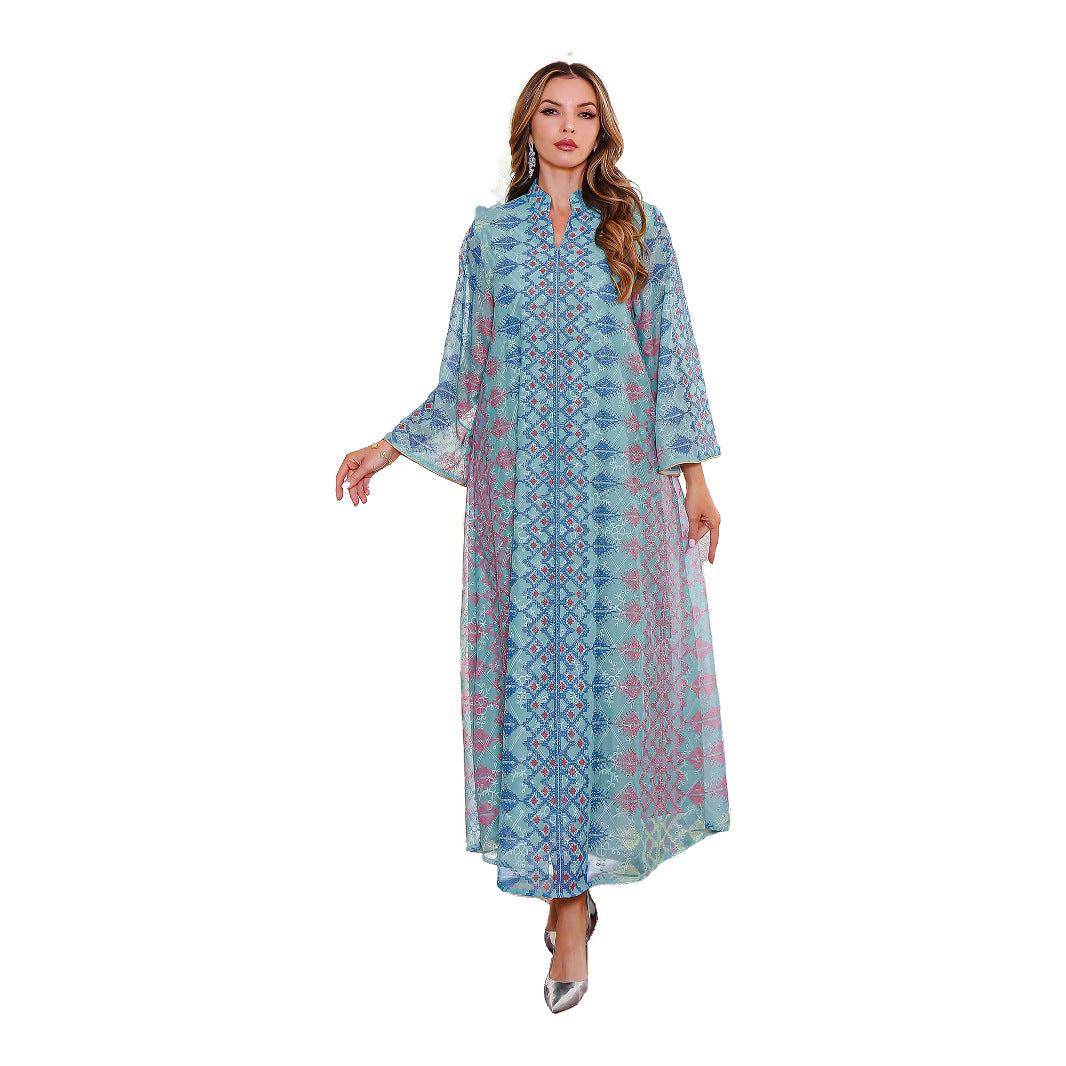 Muslim Embroidered Robe Middle Eastern Clothing Printed Dress - Classyfashion24.com